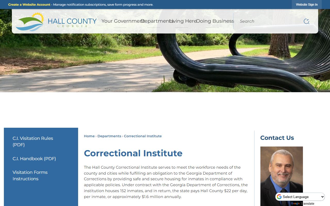 Hall County Correctional Institution inmate population and program page